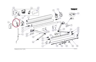 Recambio molinete lateral izquierdo para toldos Thule Omnistor 5200 de caravanas y autocaravanas.