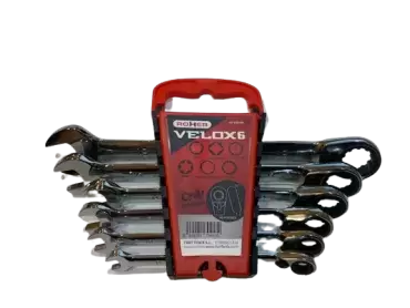 Juego lleves combinadas fija+carraca reversible, alta calidad Roher Velox 6 con 12 cantos.