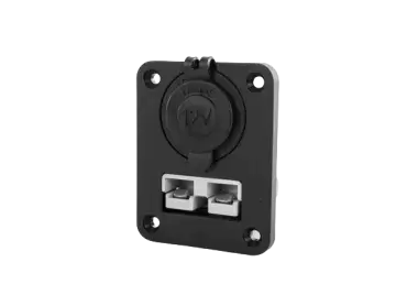 Panel con toma de 12V hembra mas conector hembra de 50AH tipo Anderson para caravanas, autocaravanas, camper y 4x4 overland.
