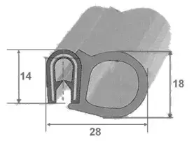 Goma multiusos 18x28 mm para perfil de junta de puerta para autocaravana, caravana y camper.