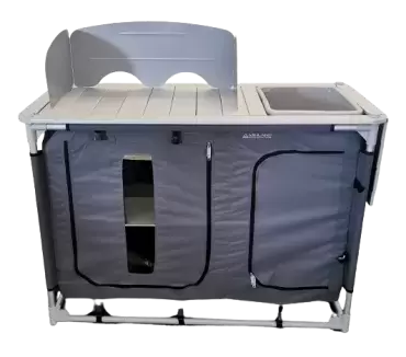 Mesa de cocina con fregadero incorporado y mampara cortavientos múltiples aplicaciones