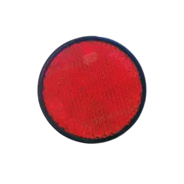 Catadióptrico adhesivo redondo contorno negro de 60 mm color rojo para señalización.